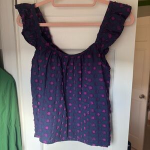 XiRENA Purple Polka Dot Blouse